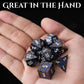 Soar Forge Metal Dice for DND - Beautiful Blue Glitter Cracks Dice Set Compatible with Dungeons and Dragons and Other RPG, Dice