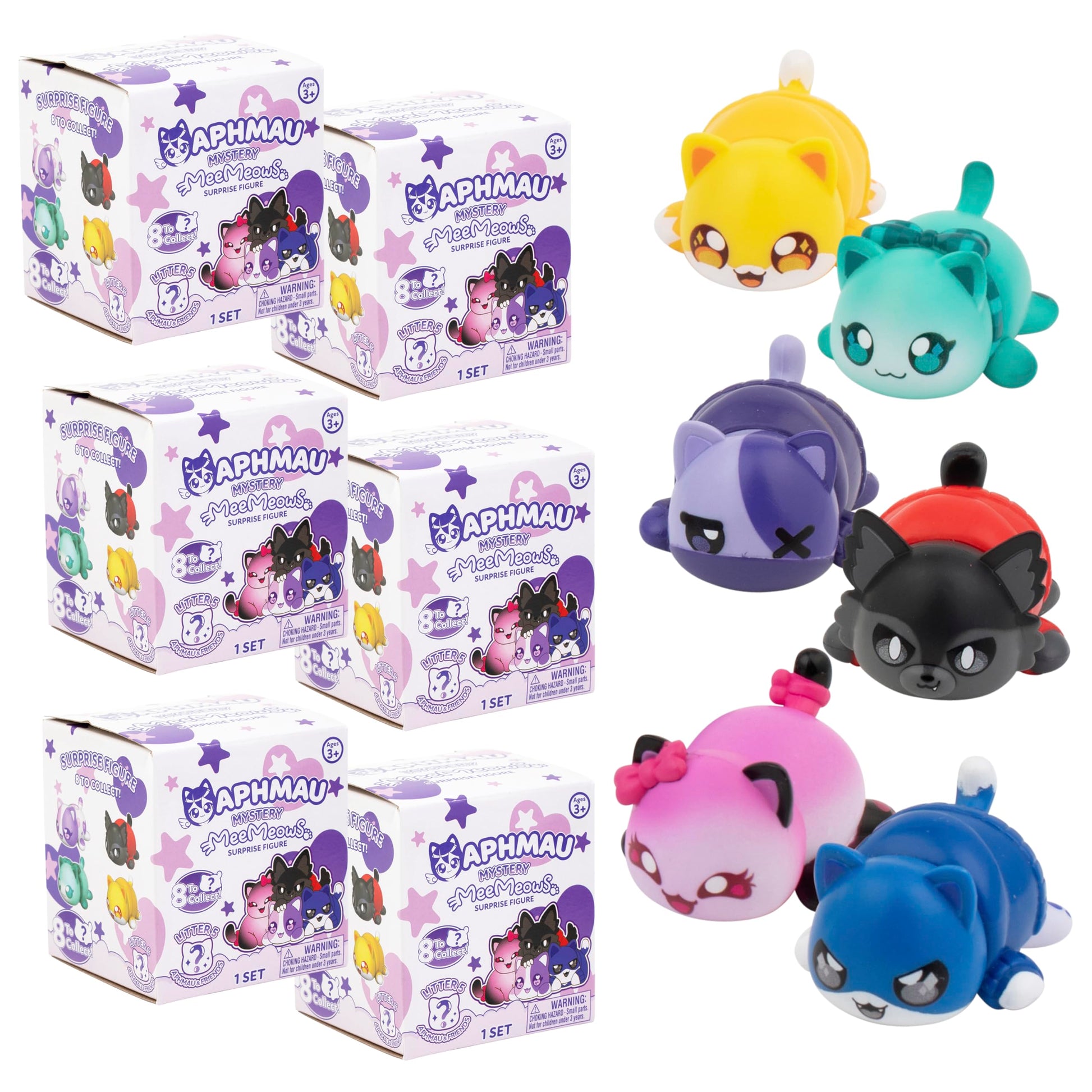 Aphmau MeeMeow Mystery Figures – Series 5; YouTube Gaming Channel, Blind Box, 6 Pack Bundle, 8 to Collect, Official Aphmau Merch -Like New