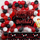 Red And Black Party Decorations, Happy Birthday Decorations For Men Women With Photography Backdrop & Tablecloth Balloons Arch Kit Banner Birthday Party Supplies Bday Decor With Table Cover