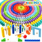 WOOD CITY 1000 Piece Wooden Dominoes Set for Kids - Colorful Stacking Blocks with Storage Bag - Educational Toy