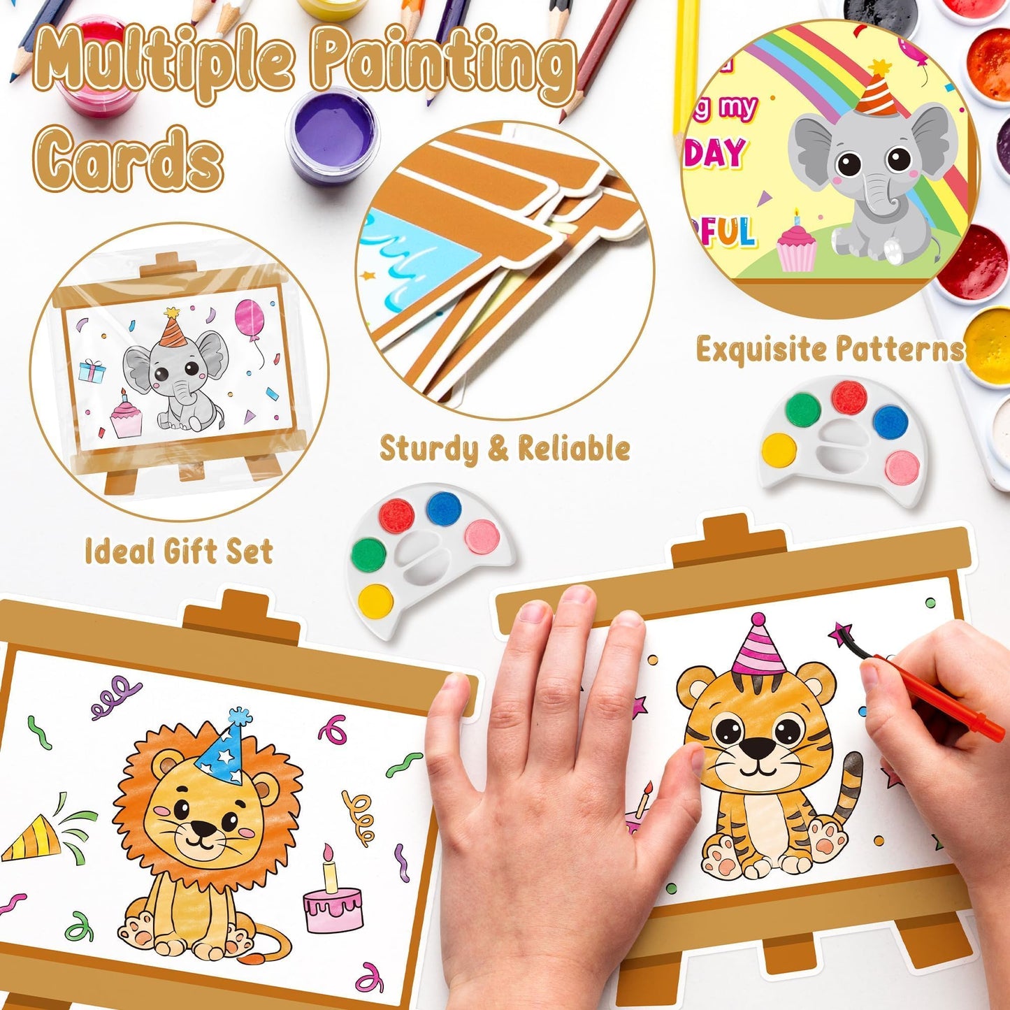 Mini Watercolor Paint Set - 24 Pack Wild Jungle Animals Watercolor Paint Cards, Forest Animals DIY Craft Kit Bulk for Kids Chris