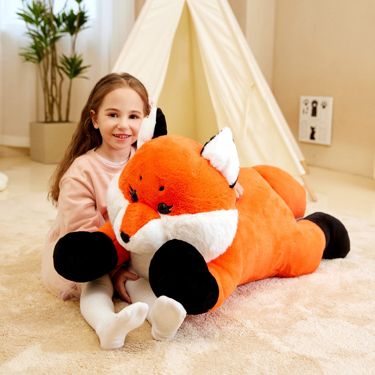 Ikasa Giant Fox Stuffed Animal Plush Toy, 30 Inches Large Big Jumbo Soft Toys For Kids Girls Boys Girlfriend
