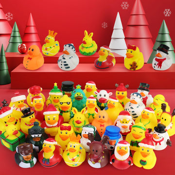 Fudragtn 36Pcs Christmas Rubber Ducks In Bulk, 2 Inch Mini Christmas Ducks Bath Toys For Kids Boys Girls, Holiday Rubber Ducks F