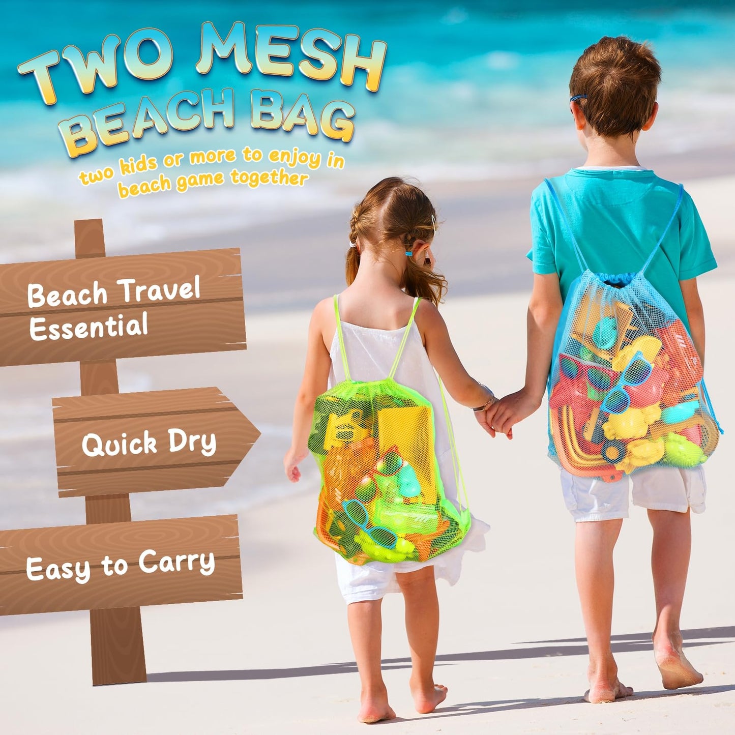 Beach Toys for Kids, 26PCS Sandbox Toys with 2 Collapsible Bucket Sand,3 Dump Truck,2 Sunglasses,Ocean Sand Molds,Mini Play Wate