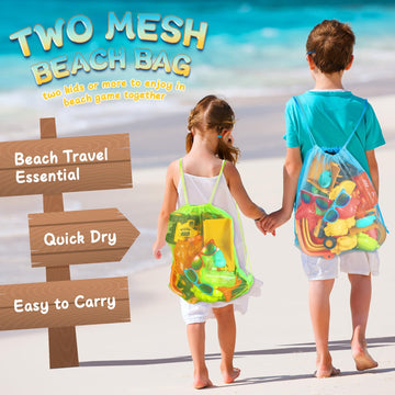 Beach Toys for Kids, 26PCS Sandbox Toys with 2 Collapsible Bucket Sand,3 Dump Truck,2 Sunglasses,Ocean Sand Molds,Mini Play Wate