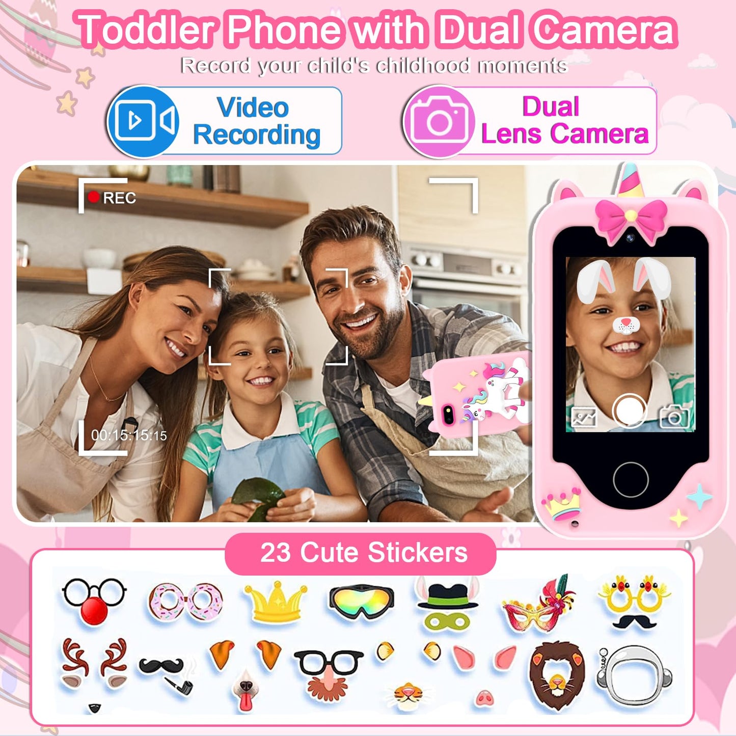 Kids Phone Toys For Girls, 3 4 5 6 7 8 Year Old Boys Girls Christmas Birthday Gifts For Kids, 2.8'' Touchscreen Smartphone Toddl