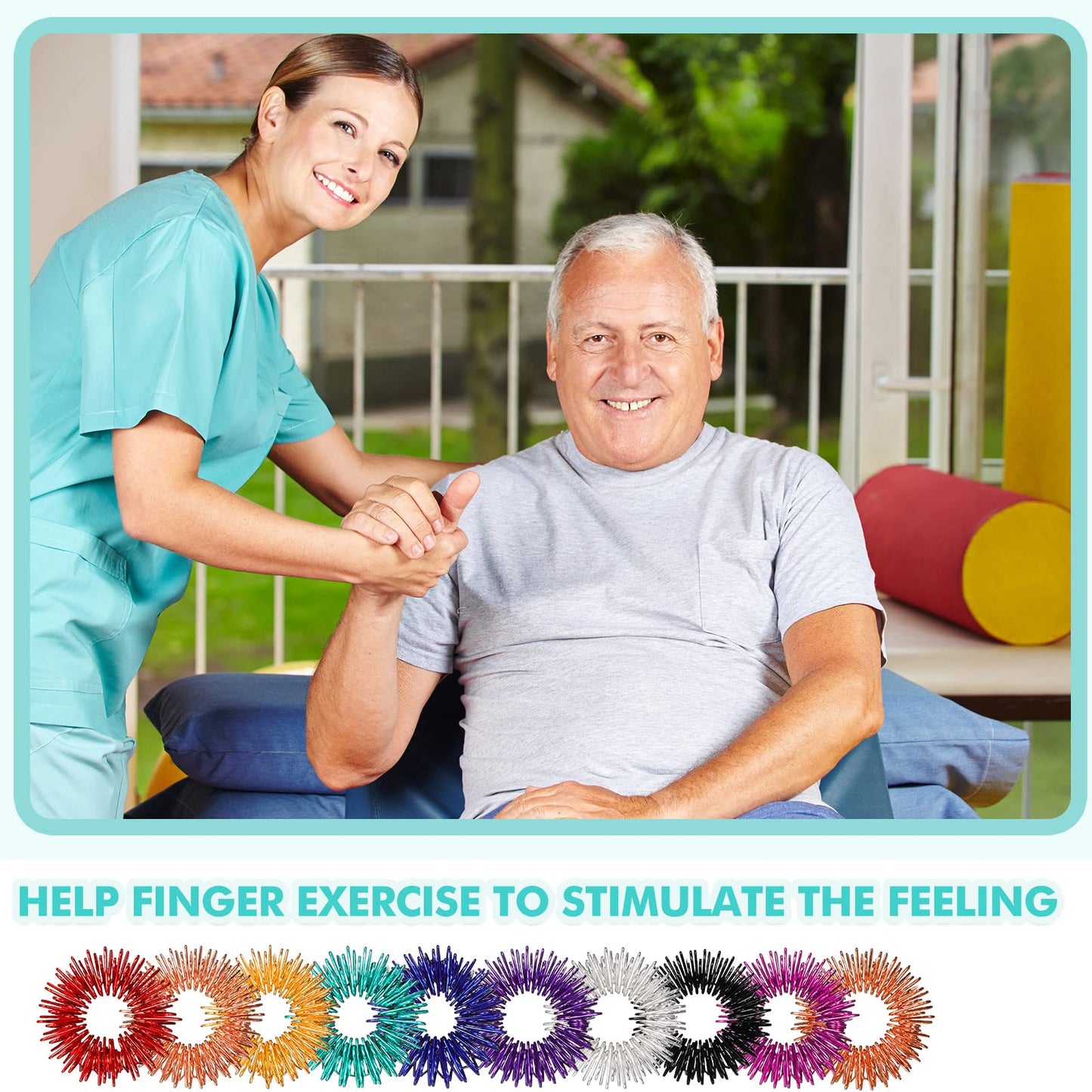 Nuogo 200 Pcs Acupressure Rings Spiky Sensory Finger Rings Stress Relief Fidget Sensory Toys Fidget Ring Anxiety Relief Toys Fin