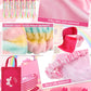 Suhine 6 Set Spa Party Supplies for Girls, Kids Satin Robes Nail Salon Kit Spa Kit Accessories for Birthday Party Favors (Elegan