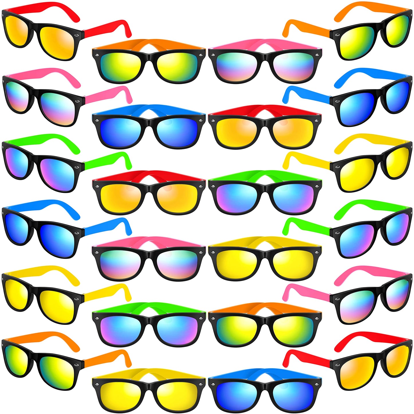 Kids Sunglasses Party Favors, 24Pack Neon Sunglasses with UV400 Protection in Bulk for Kids, Boys and Girls, Great Gift for Birt