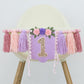 HODIHIWI Handmade Wildflower 1st Birthday High Chair Banner Purple Pink Flower Theme Party Decoration For Girls Wall Hangings De