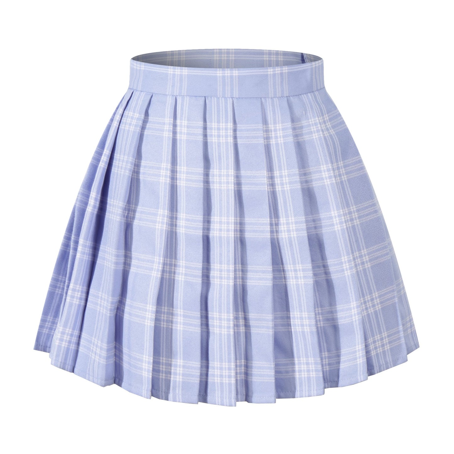 Women`S High Waisted Plaid Short A Line Skirts Costumes (M, Blue White)