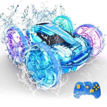 Tecnock Amphibious Remote Control Car Boat for Kids, 4WD RC Cars with Waterproof Remote, 2.4GHz RC Boat with LED Lights, 60 Minu