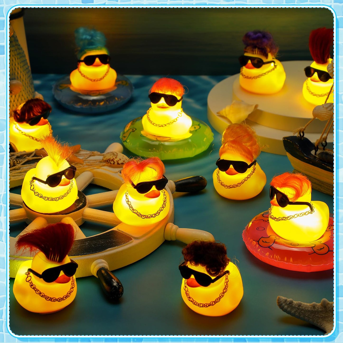 Hydren 50 Pcs Light Up Rubber Ducks - Small Cute Ducks For Boys & Girls - Operation Christmas, Bath, Shower & Pool Party Favors