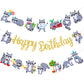 Raccoon Birthday Party Banners 3Pcs Gold Glitter Happy Birthday Decorations Woodland Themed Forest Animal Baby Shower Supplies