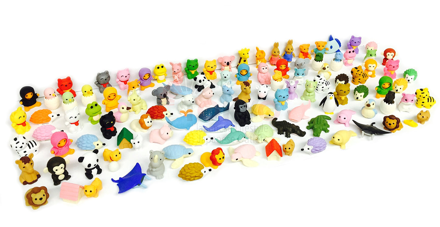 Iwako Pencil Eraser Animal Collection - Pack of 20 Multicolor Rubber Erasers, Includes Unicorn - Model NewAnimal20