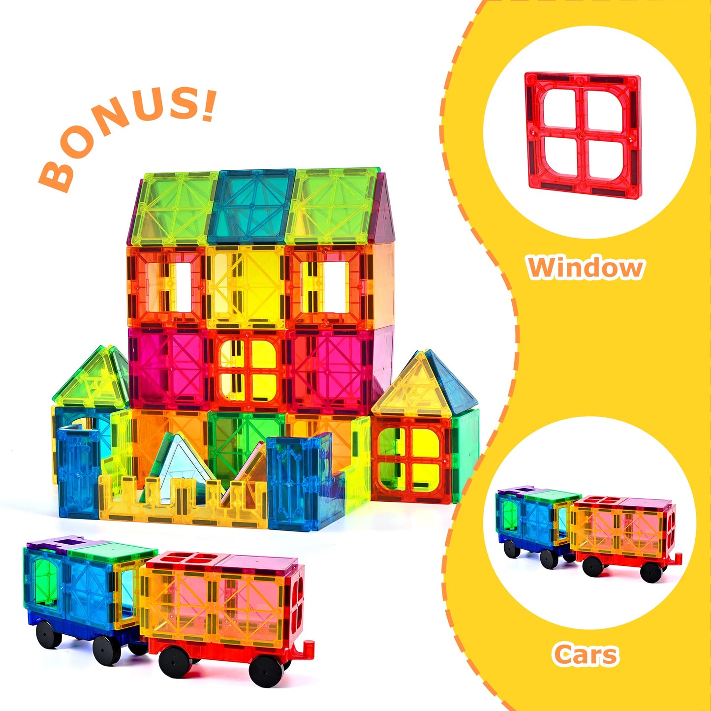 Cossy 120Pcs Magnet Tiles Magnetic 3D Building Blocks Set Educational Construction Toys For 3+ Year Kids With Stronger Magnets, Rivets-Fastened, Educational, Recreational, Conventional
