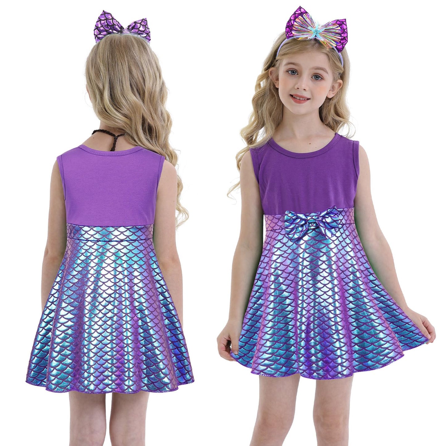 HenzWorld Little Girls Mermaid Dress up Costume Princess Birthday Party Cosplay Outfits Sleeveless Blouse Playwear Kids 4T