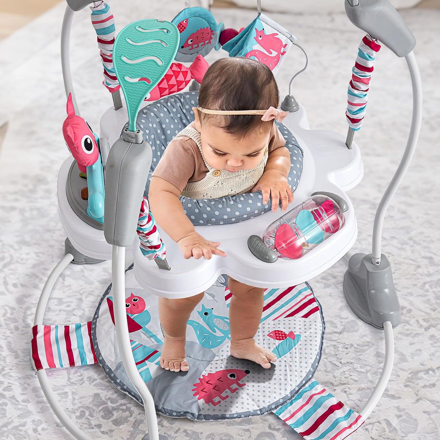 AskCat Portable Baby Activity Center - Pink, Plastic, 7-18 Months Developmental Toys