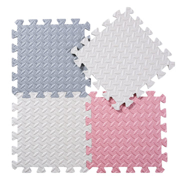 Tamiplay Foam Floor Mats For Kids, 12 X 12 Inch 16 Tiles 0.4' Thickness Foam Play Mat, Non-Toxic Square Interlocking Floor Mats Rubber Baby Play Mat For Toddlers(White/Gray/Lori Pink)