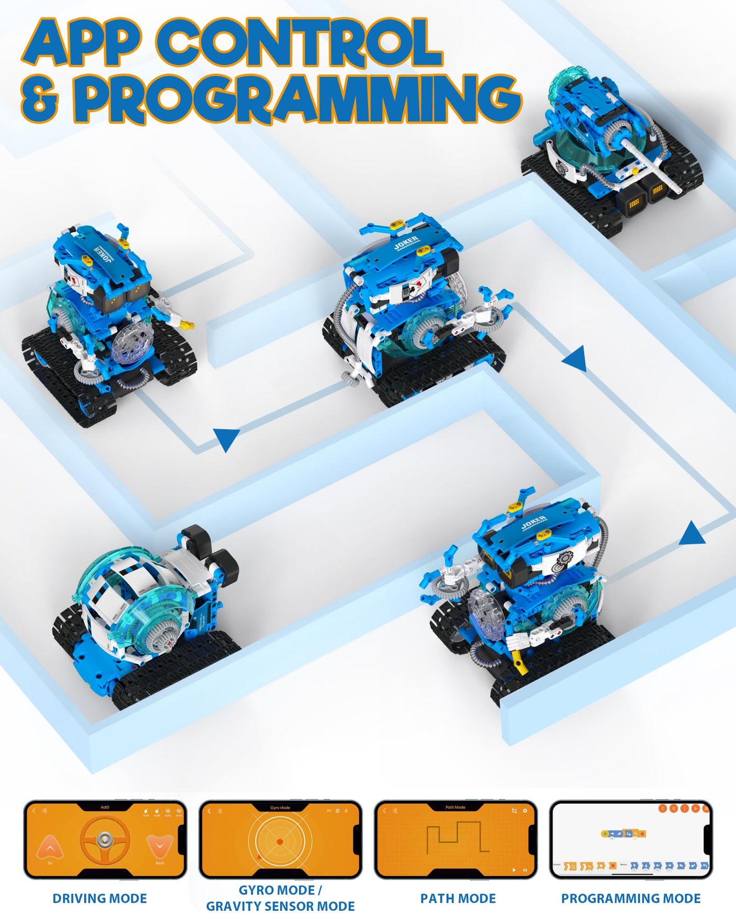 Opmind 5 In 1 Stem Robot Building Toys For Boys Age 8-13, 494Pcs Remote & App-Controlled Set Educational Coding Toy, Kids Diy So