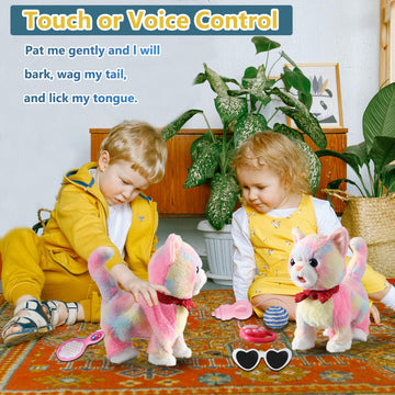 Colorful Leash Walking Cat Set Interactive Talking Cat Singing Dancing Kitten Mimicking Repeat What You Say Kitty Touch And Voice Control Nodding Wagging Tail Plush Electric Kitty For Kid Gril