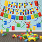 23 Pieces Building Block Birthday Party Backdrop Supplies Include Colorful Building Blocks Banners and Building Theme Hanging Sw
