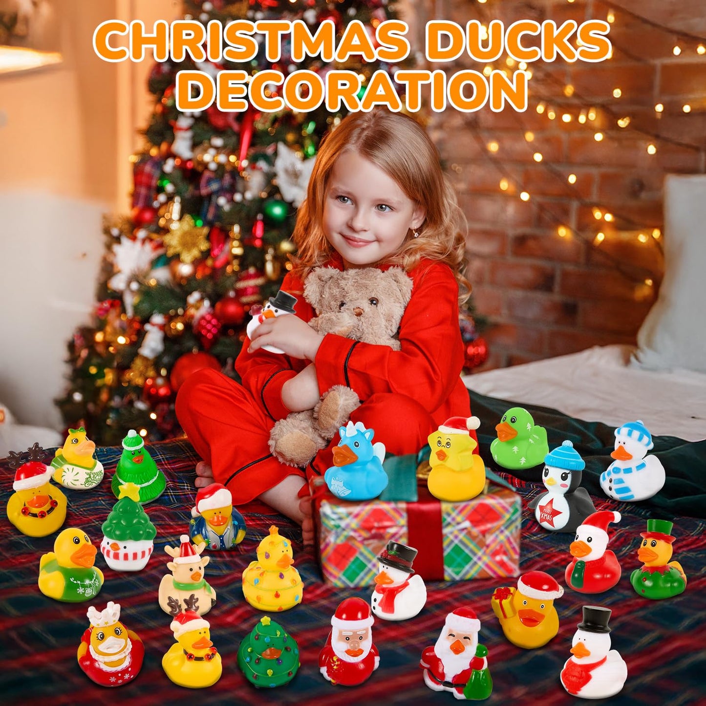 24 Pack Rubber Ducks Jeep Ducking with a Bag- 2 Christmas Assortment Duckies for Jeep Duck Christmas Themed Cruise Duck for Pool  Party Favors  Birthday Gifts  Classroom Incentives  Kids Bath Toys