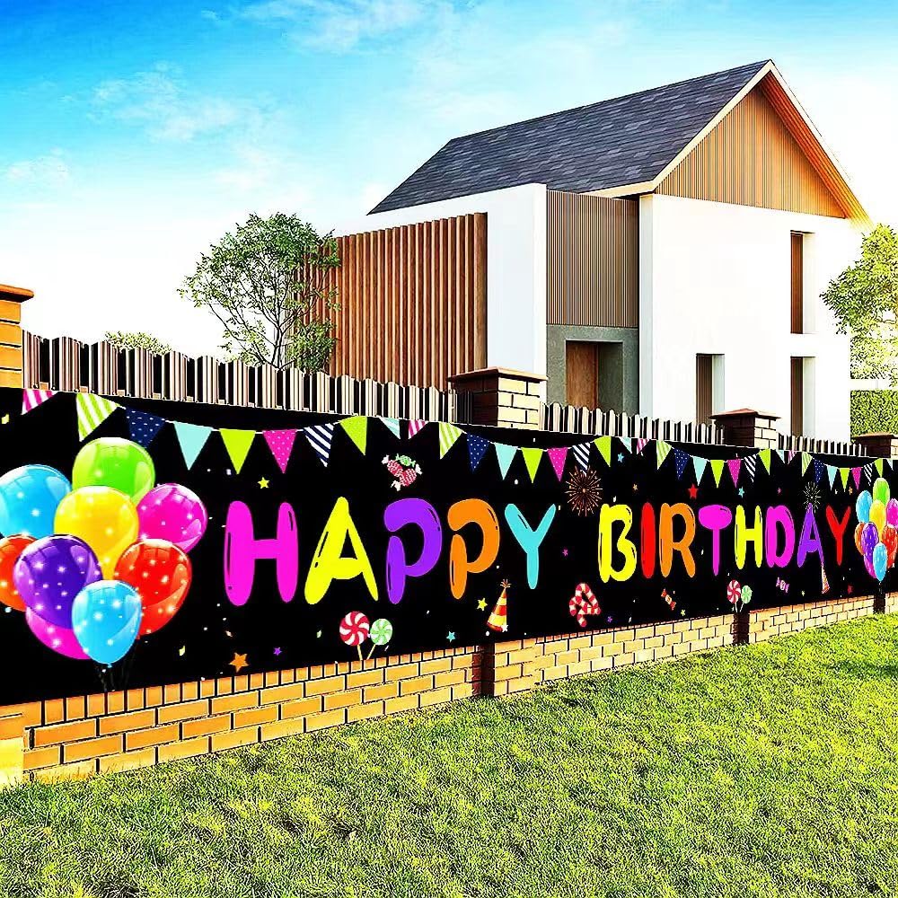 Happy Birthday Yard Banner 118x19.7 inches, Happy Birthday Decorations, Large Happy Birthday Yard Sign Backdrop, Birthday Party 