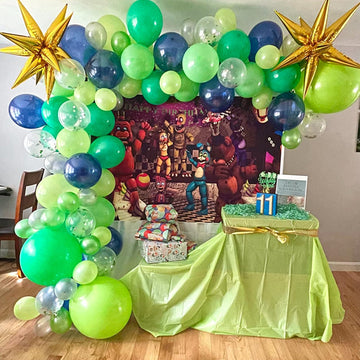 Blue And Green Balloons, 12 Inch Navy Blue Dark Green Balloons, Fruit Green Teal Blue White Latex Balloons With Blue Green Confetti Balloon For Birthday Football Video Game Jungle Dinosaur Theme Party