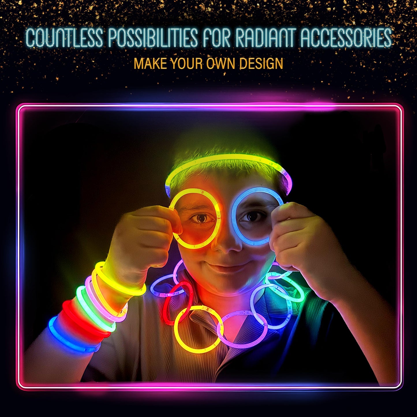 GemPrime 100 Pcs Glow Sticks Bulk Party Pack - 8    Glow in the Dark Party Supplies & Party Favors Pack for Glow Bracelets & Glo