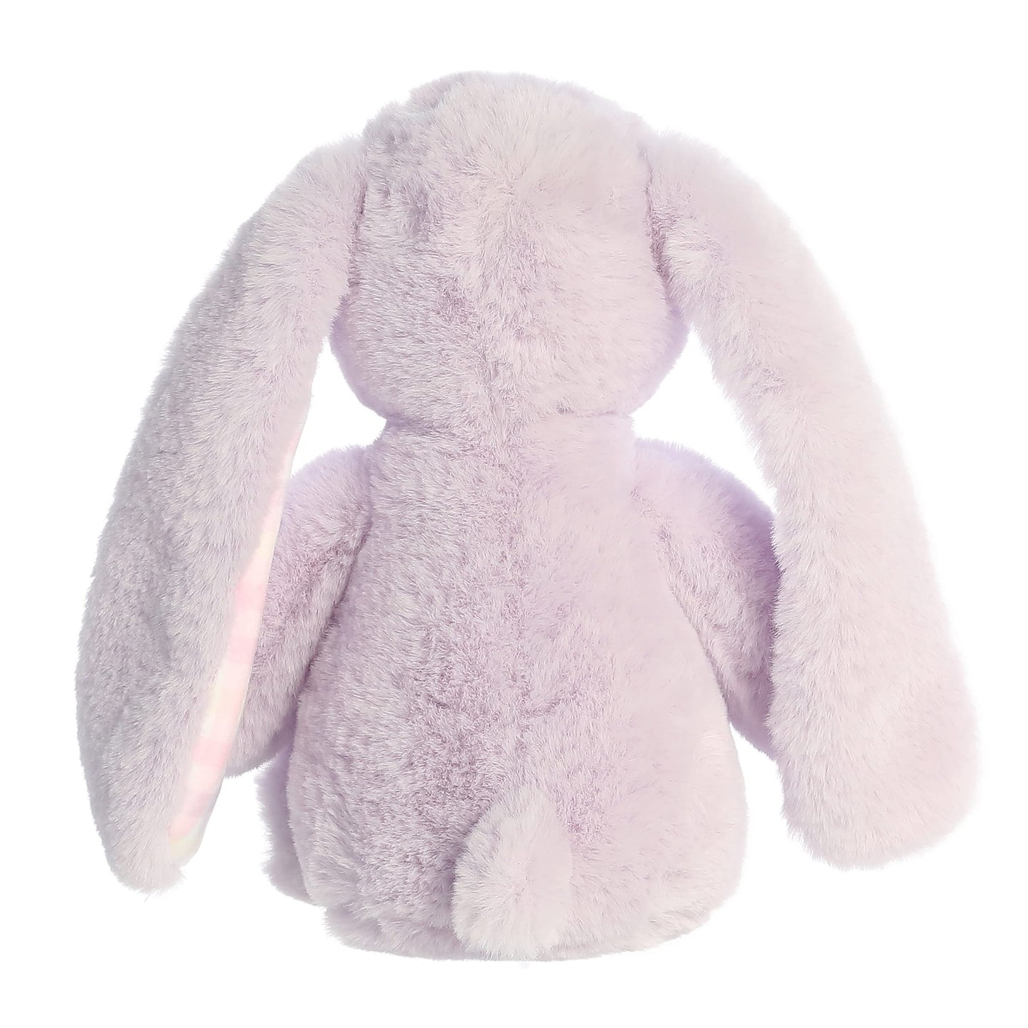 Aurora Vibrant Spring Gingham Bunny Stuffed Animal - Decorative Companion - Endless Fun - Lavender 9 Inches