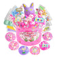 Lawoho Bunny Clear Slime 300Ml, Pink Clear Slime Kit For Girls Ages 8-12 With 8 Add-Ins, Slime For Kids Party Favors, Non Stick Slime With Easter Eggs Clay, Birthday Halloween Christmas Easter Gifts