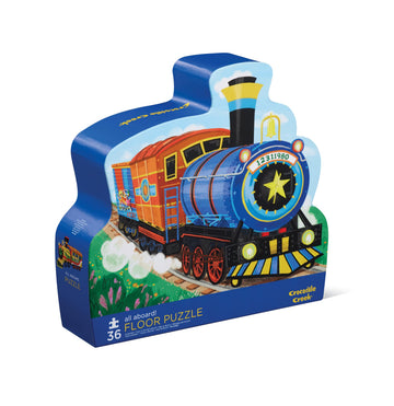Crocodile Creek 36-Piece Jigsaw Floor Puzzle - All Aboard - Heavy-Duty Storage Box - 24" x 18" - Fun for Kids Ages 3-5