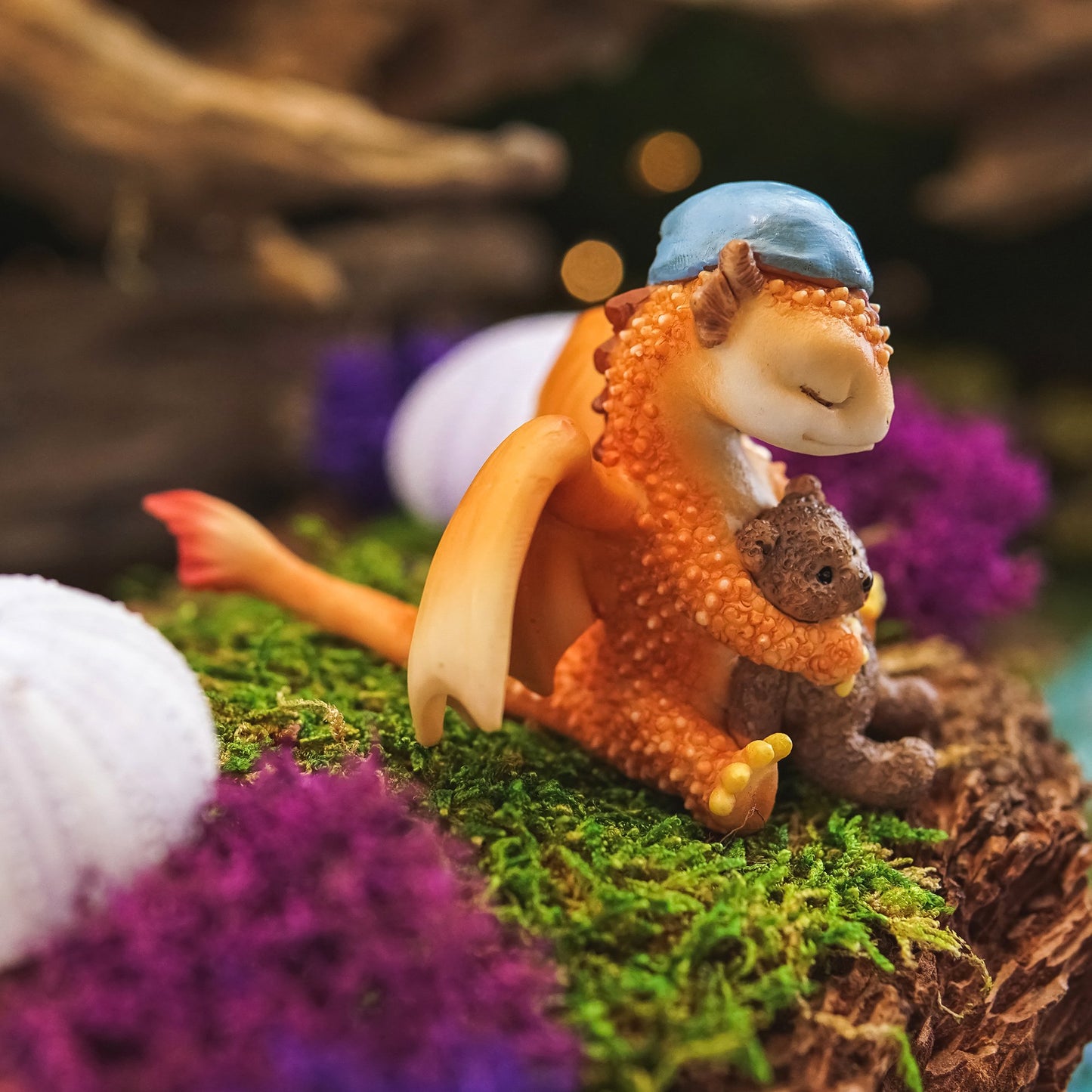 Top Collection Solar The Red Dragon - Mini Collectible Fantasy Figurine (Good Night Teddy Bear)