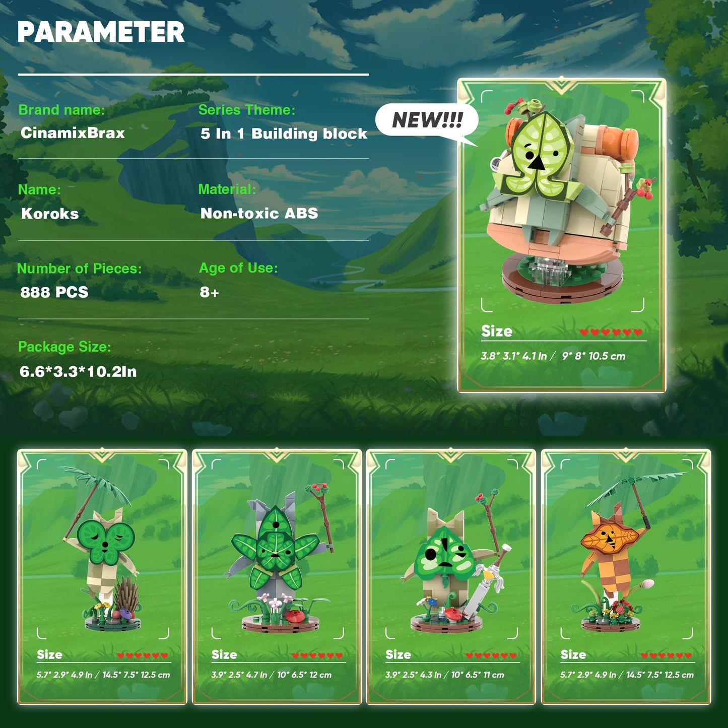 Koroks Building Set, 5 Characters Building Block Sets For Botw Fans, Cute Game Merch Action Figures, Great Toys Gifts For Fans K