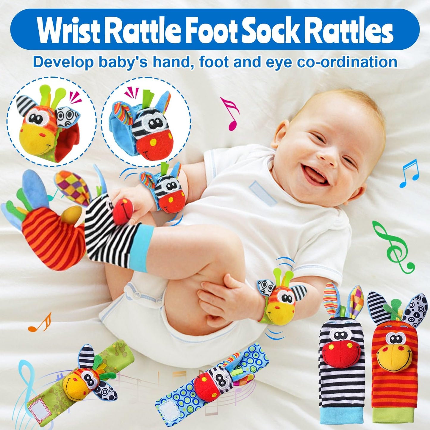 Baby Rattles 0-6 Months: Rattles For Babies 0-6 Months Baby Rattles Toys 0-3-6-12 Months Infant Rattle Toys For Babies 0-6 Months Teething - Newborn Baby Boy Girl Rattles Set Wrist Socks