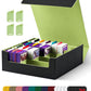 Uaono Card Storage Box For Trading Cards, 2400+ Mtg Commander Deck Box With 24Pcs Colorful Divider, Card Case Fits For Magic Tcg Ptcg Game Cards(Black&Lemon Green)