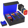 Moko Card Storage Box For Trading Cards, 2200+ Mtg Deck Box With 8 Colorful Divider Tabs & 5 Sponge Pads, Trading Card Storage Fit For Magic Game Cards, Holds 5 Commander Deck Box (Black & Blue)