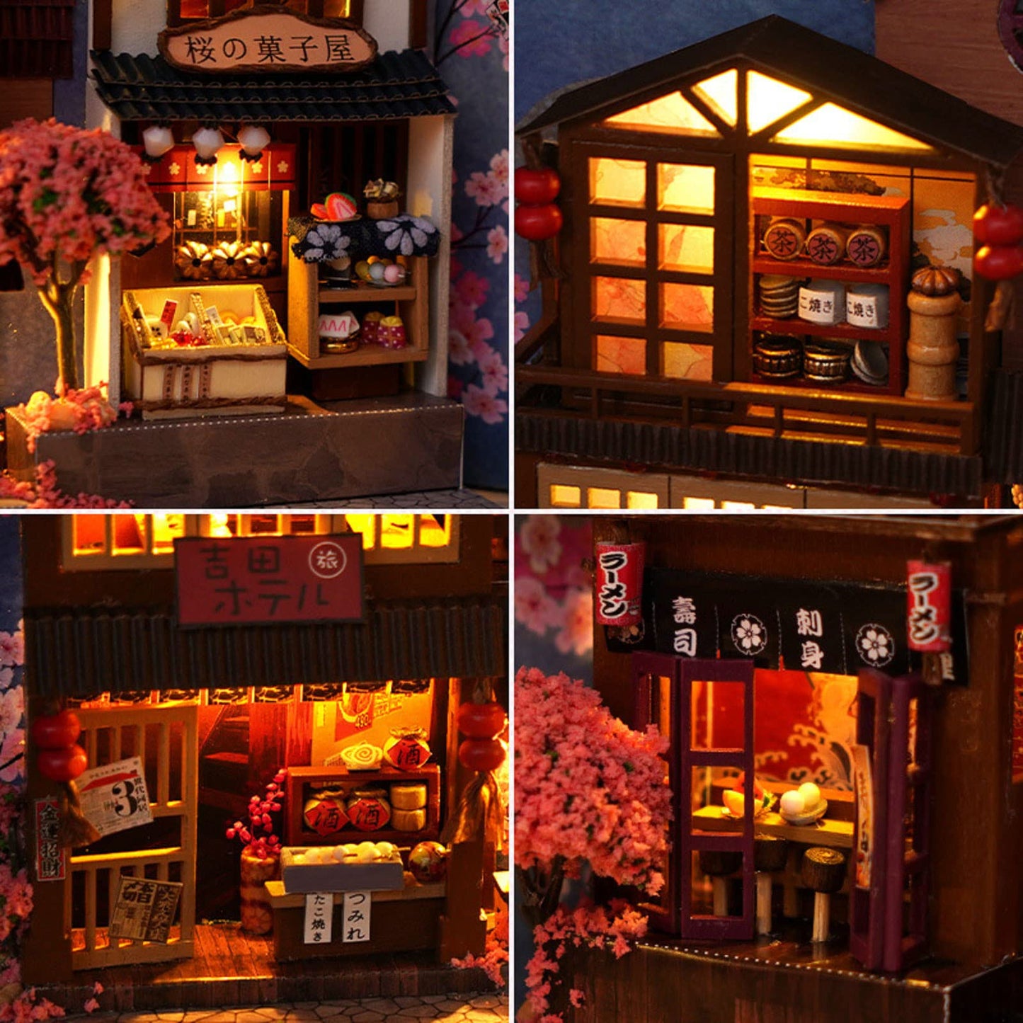 GuDoQi DIY Book Nook Kit  Dollhouse Wood Bookend  Booknook Bookshelf Insert  DIY Miniature Dollhouse Kit  Bookends Model Build for mature-themed  Gift for Birthday Easter Day  Sakura Japan Corner