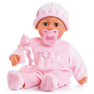 Bayer: First Words Baby Doll with Sounds and Accessories, 15 Inch Soft-Body, Realistic Baby Sounds, Includes Pacifier and Bottle