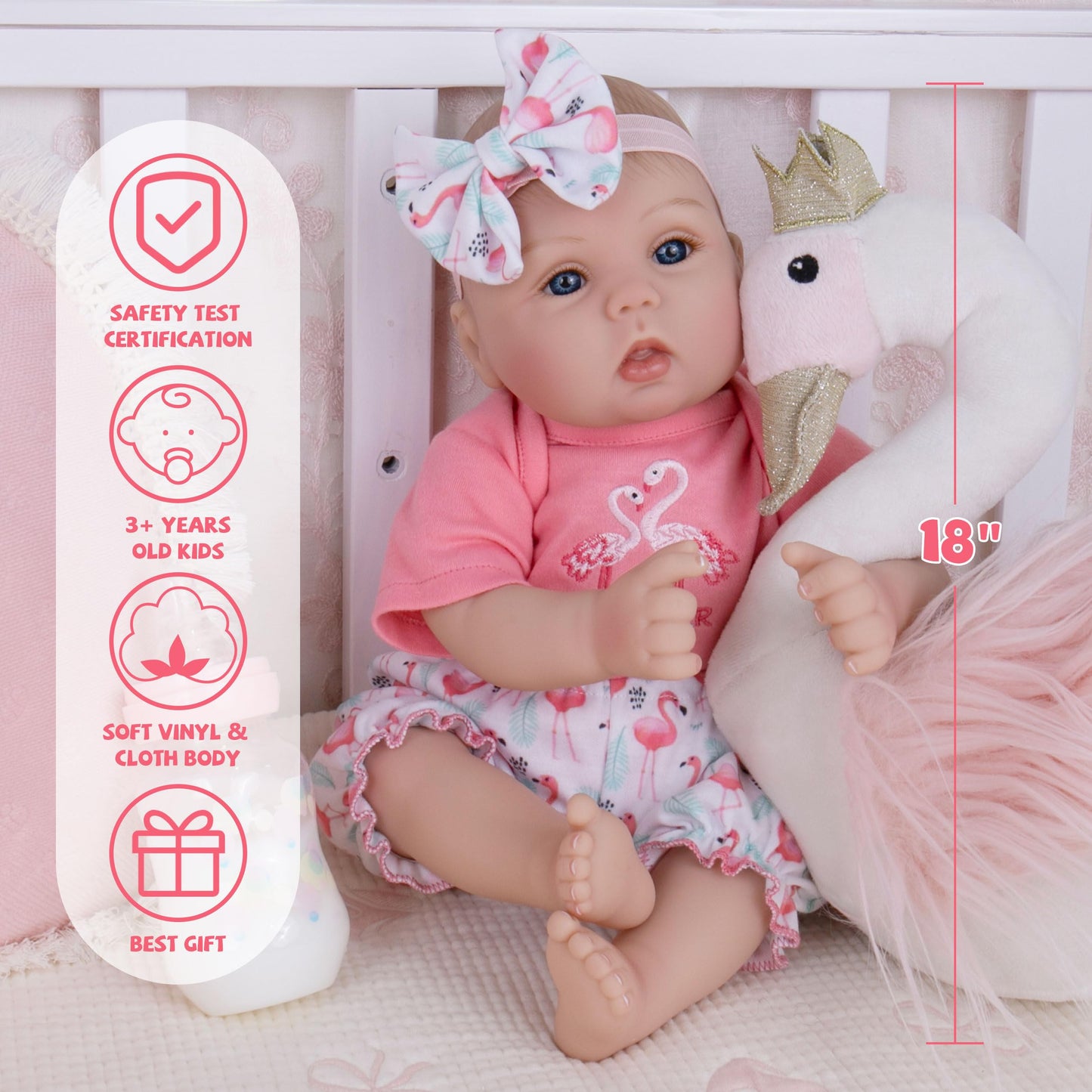 Milidool Realistic Reborn Baby Dolls Girl - Realistic Baby Dolls Girl Real Looking 18 inch Doll with Soft Poseable Body, Lifelik