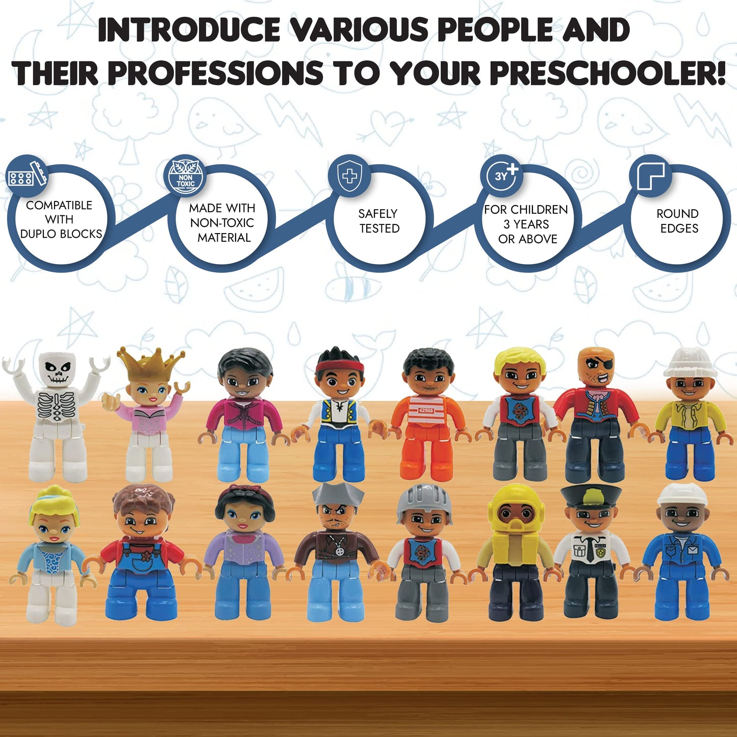 Kids Toys People Figures for Kids - Preschool Toys Building Blocks People Set for Kids - Compatible with Major Brands Building B