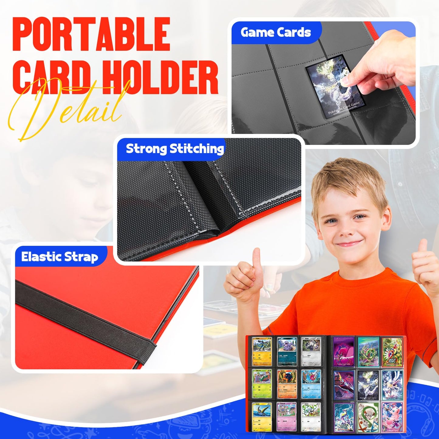Card Binder 9-Pockets  Trading Card Binder  20 Pages  360 Card Capacity Collection Binder  Card Folder for MTG  TCG  Game Cards & Sports Cards(Red)
