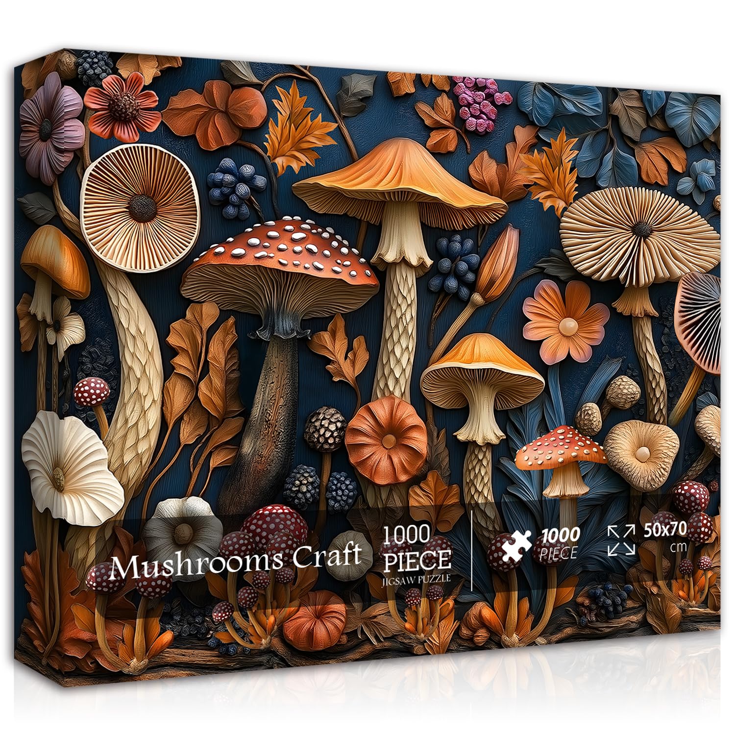 Vintage Mushroom Puzzles For Adults 1000 Pieces, Nature Mushroom Forest Flower Puzzle Art, Unique Plant Jigsaw Puzzle Retro, Imp