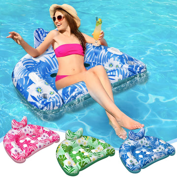 Pool Floats, 3 Pack Inflatable Pool Floats Adult & Kids, Pool Float With Cupholders & Duty Handles, Upgraded Pool Chairs, Perfec