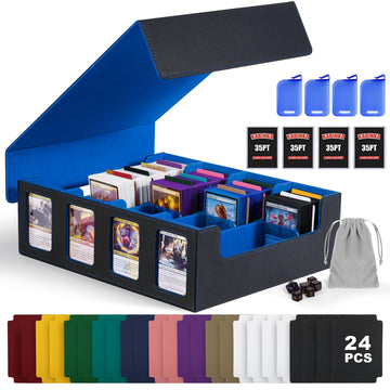 Kabinka Trading Card Storage Box With Commander Display, 4-Row Deck Case With Removable Lid; 2400+ Card Deck Box For Mtg Tcg Spo