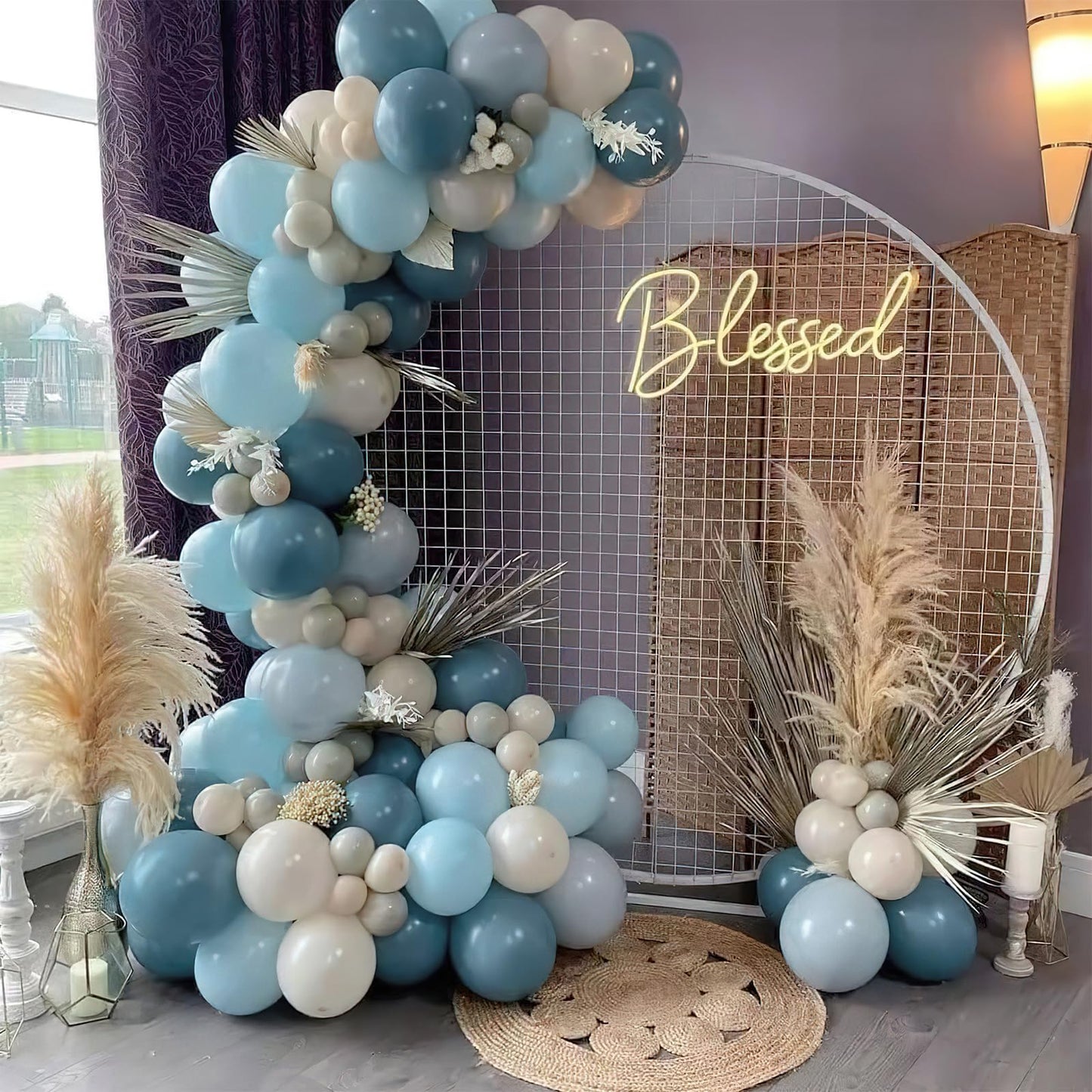 Partywoo Light Grey Blue Balloons, 142 Pcs Boho Blue Balloons Different Sizes Pack Of 18 Inch 12 Inch 10 Inch 5 Inch Pale Blue Balloons For Balloon Garland Balloon Arch As Party Decorations, Blue-F55