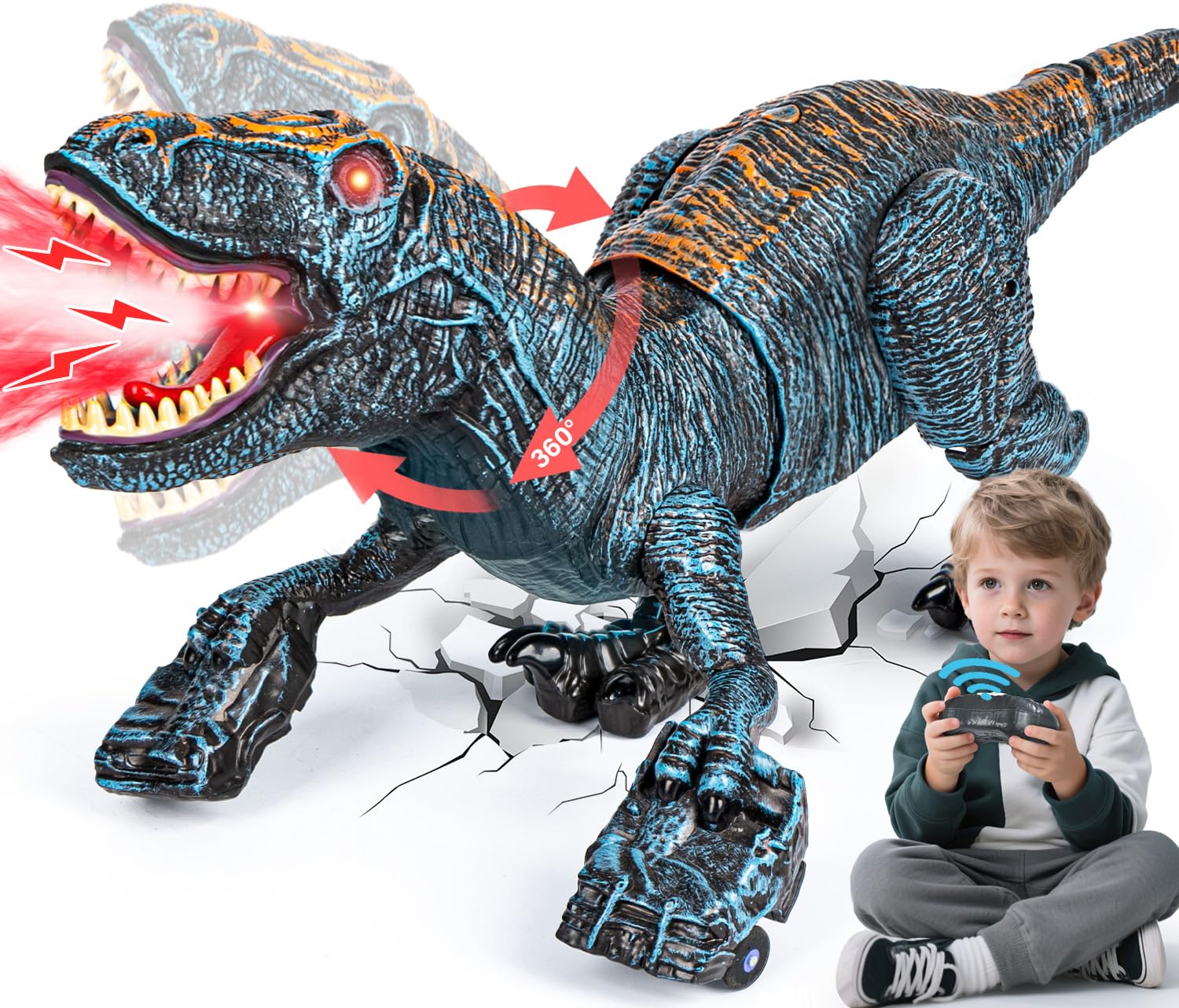 Lozadia Remote Control Dinosaur Toys for Kids 3-5 5-7 8-12 yr  Large T-Rex Dinosaur Toys with 360 Swaying Head  Mist Spray & Roar  Realistic Walking Robot Dino Toy  Best Birthday Gifts for Boys Girls