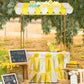 Tioncy 6 Pcs Fresh Lemonade Stand Kits Hut Decor Include Shelf, Banner, Roof, Pennant, Table Skirt for Photo Props Outdoor Lemon