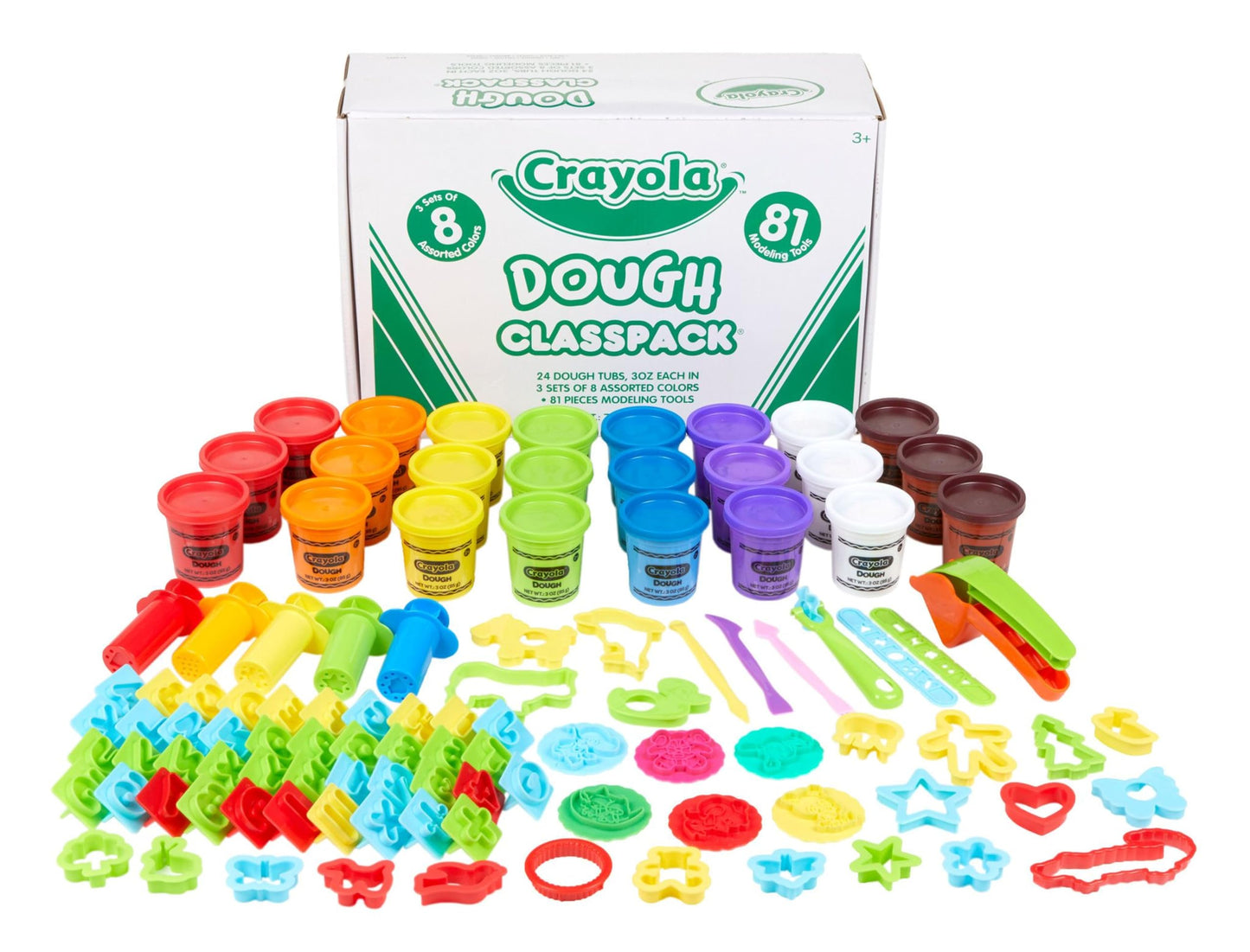 Crayola Assorted Dough Classpack With Tools, 8 Colors, Art Supplies, Over 100 Pieces, 24 Per Carton